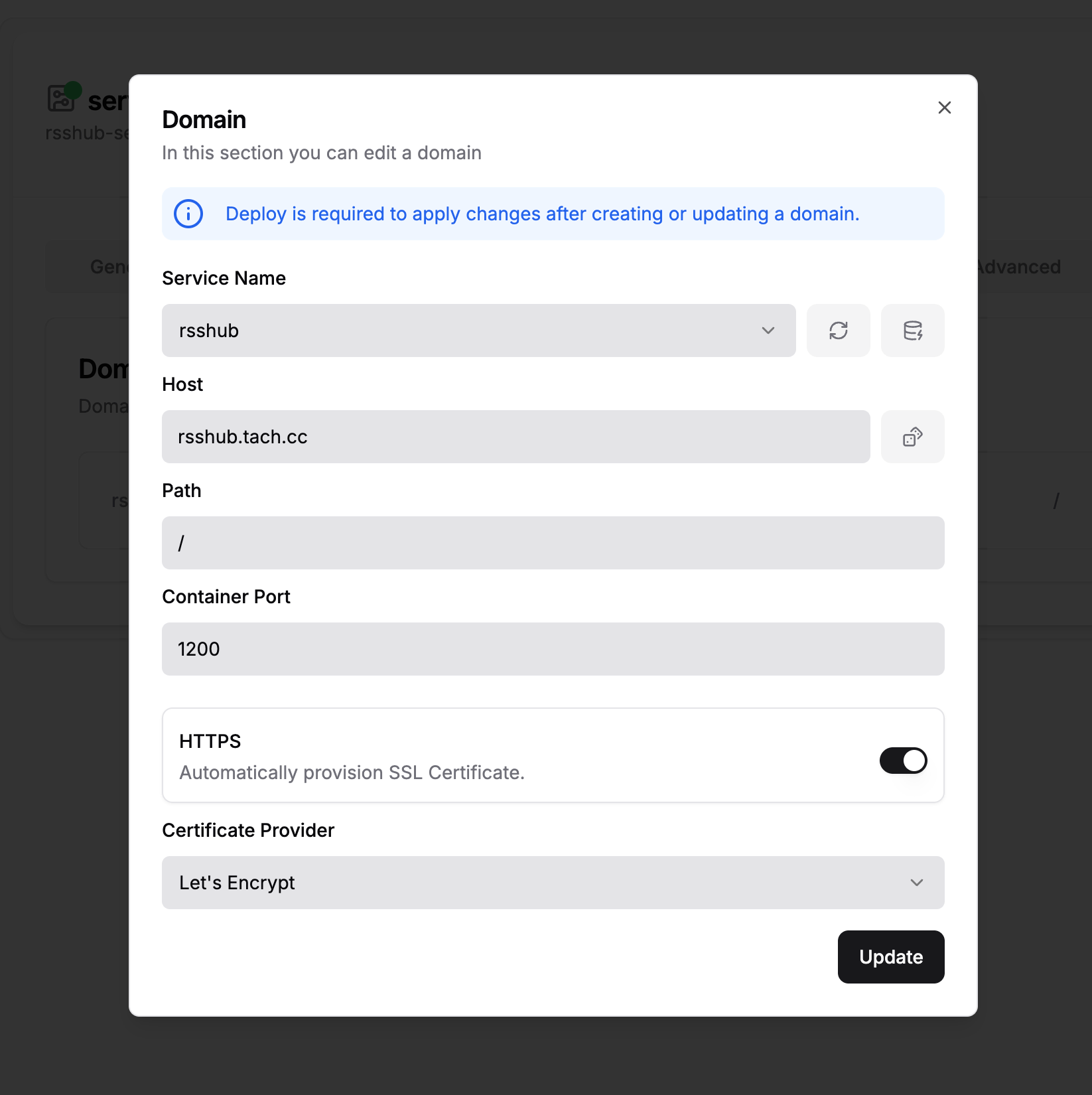 dokploy domain config 2